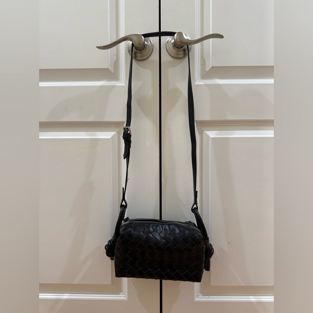 Black Woven Crossbody Bag